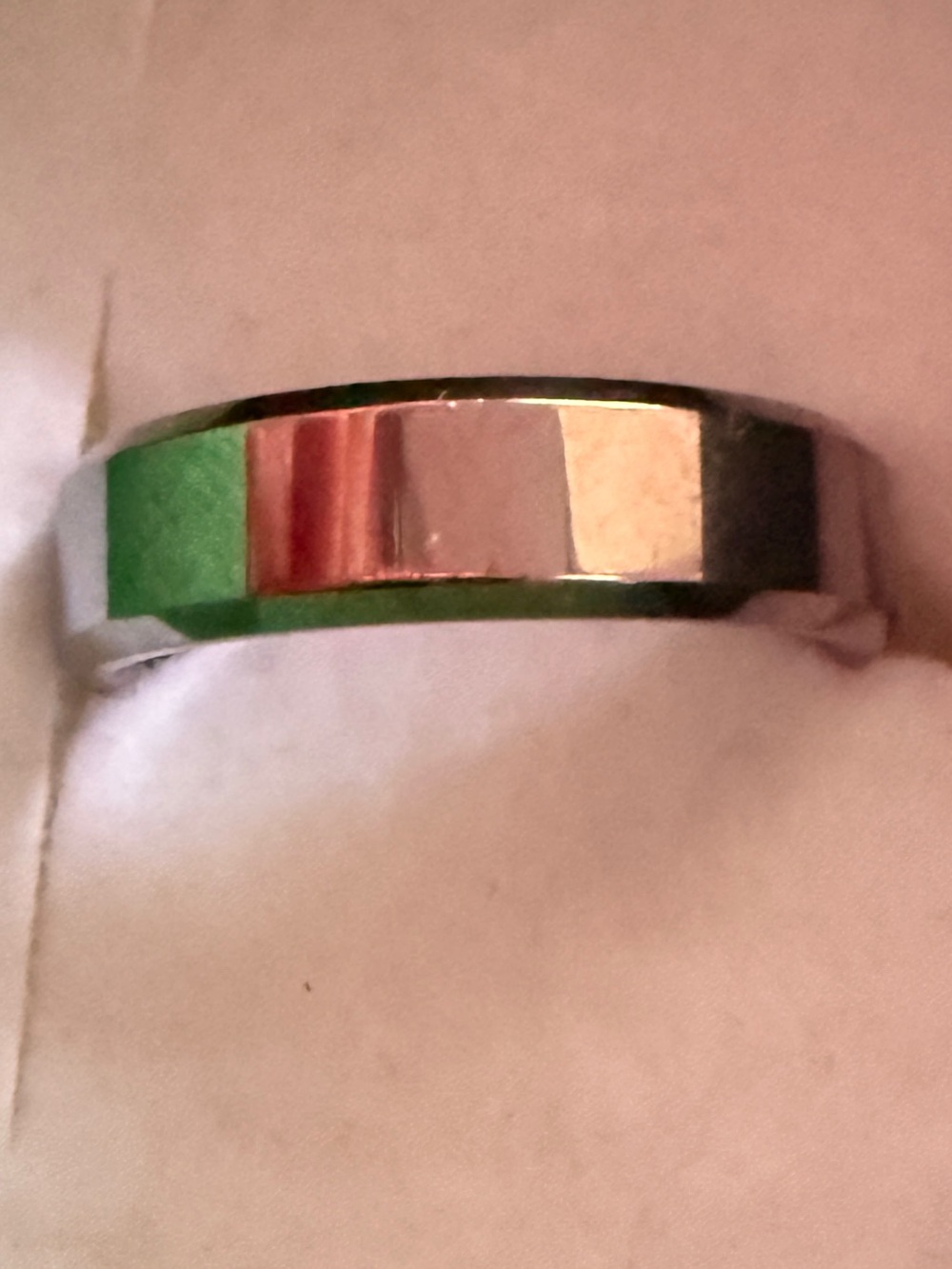 Polished Silver Tone Tungsten JVL Ring Sz 5.5